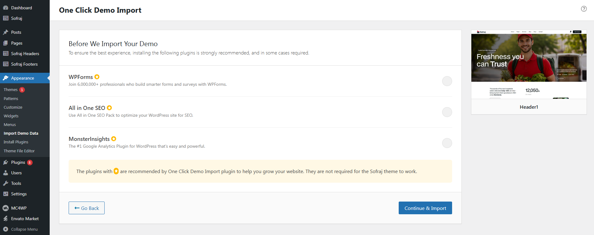 Click Continue and Import