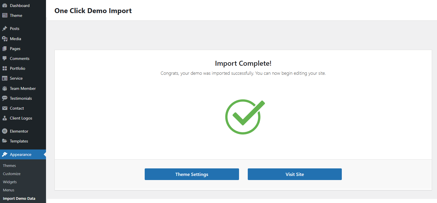 Import complete notification