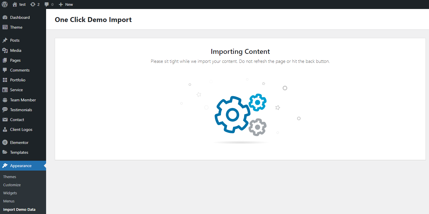 Import in progress